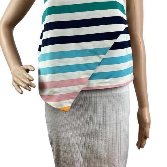 Zara Top Size S Multicolor Stripe Sleeveless Fold Over Style - Picture 3 of 6